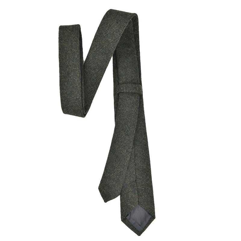 VOBOOM Mens Necktie Skinny Tweed Pattern Woolen Neck Tie (06 Green) - Image 5